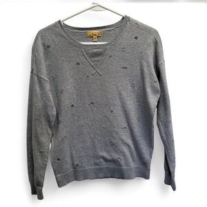 Princess Vera Wang Gray Crewneck Sweater with Embroidered Accents Size M